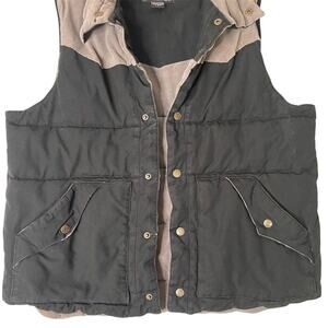 Ocean Current vintage Men's Quilted Vest Black and Tan Snap Closure Size M